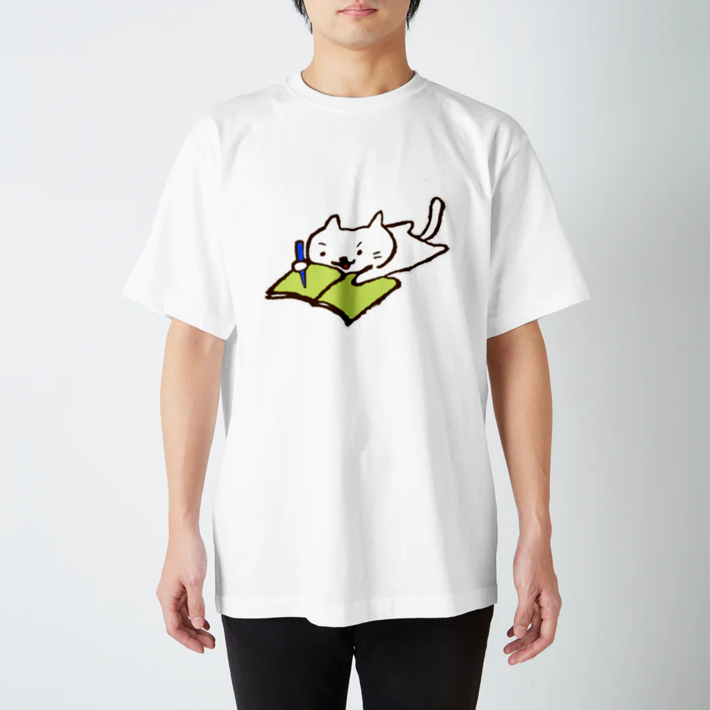 Hello Happy Catのじろにゃんなんか描いてるよ Regular Fit T-Shirt