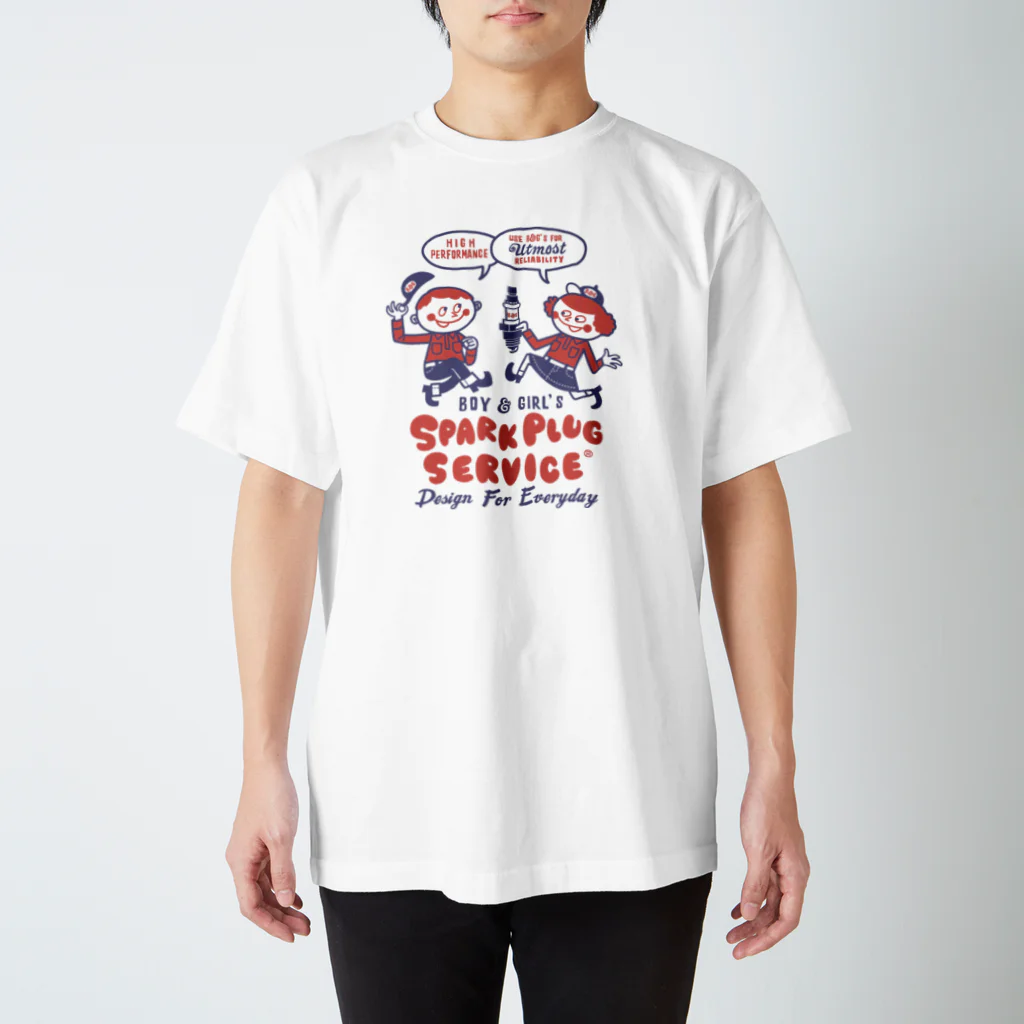 Design For EverydayのスパークプラグとBoy & Girl★アメリカンレトロ【片面B柄】 Regular Fit T-Shirt