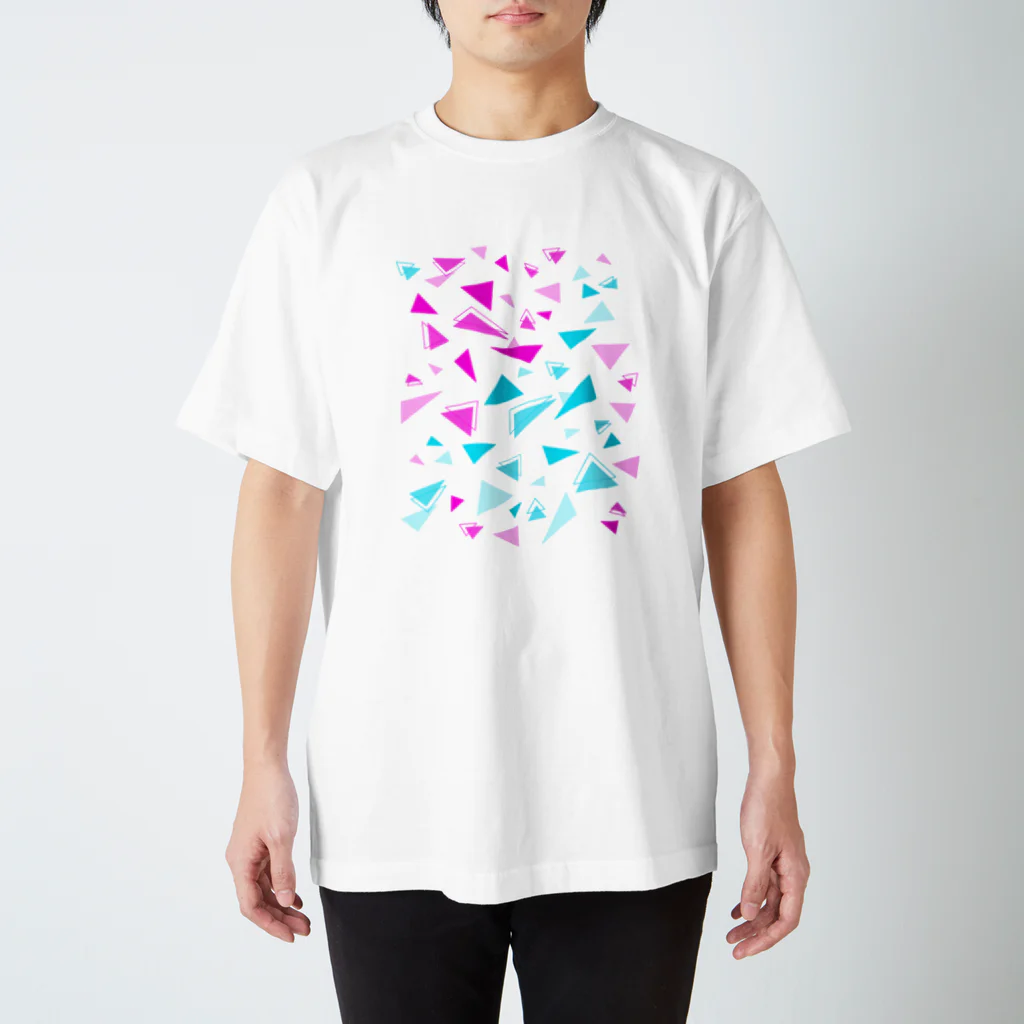 鳥の巣の△▼ピンク水色 Regular Fit T-Shirt