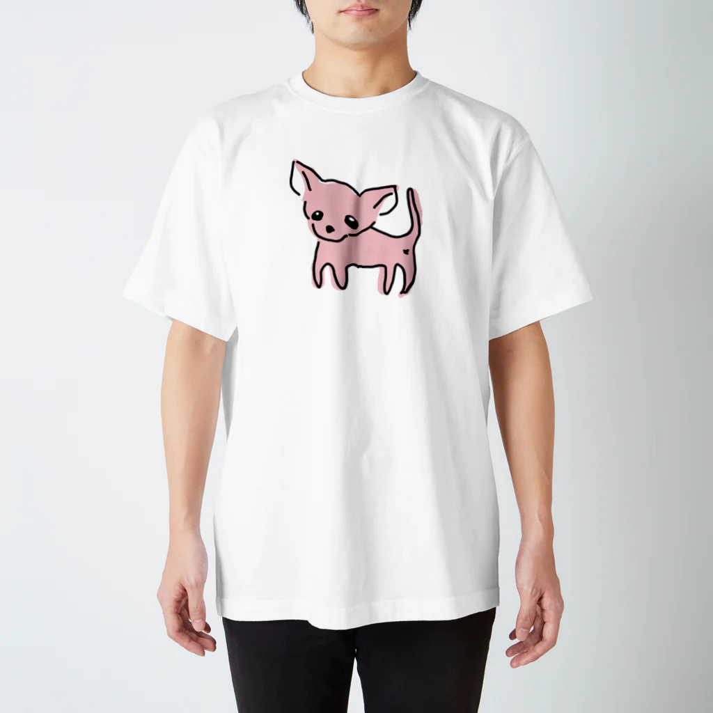 akane_art（茜音工房）のゆるチワワ（ピンク） スタンダードTシャツ