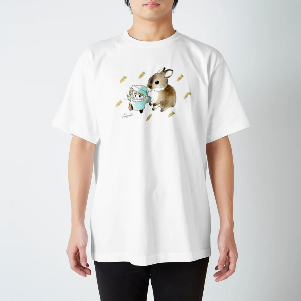 萩岩睦美のグッズショップのTシャツ　うさぎとポー スタンダードTシャツ