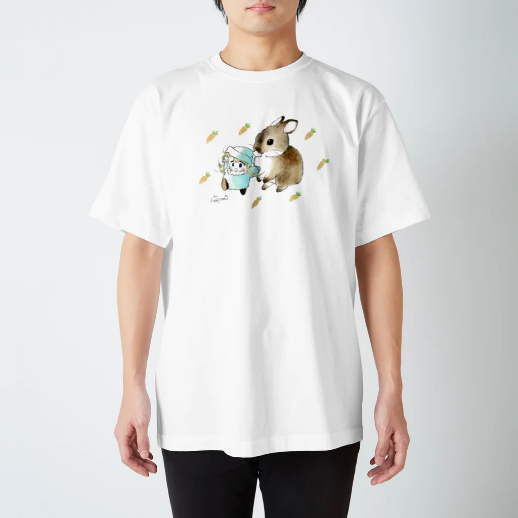 萩岩睦美のグッズショップのTシャツ　うさぎとポー Regular Fit T-Shirt