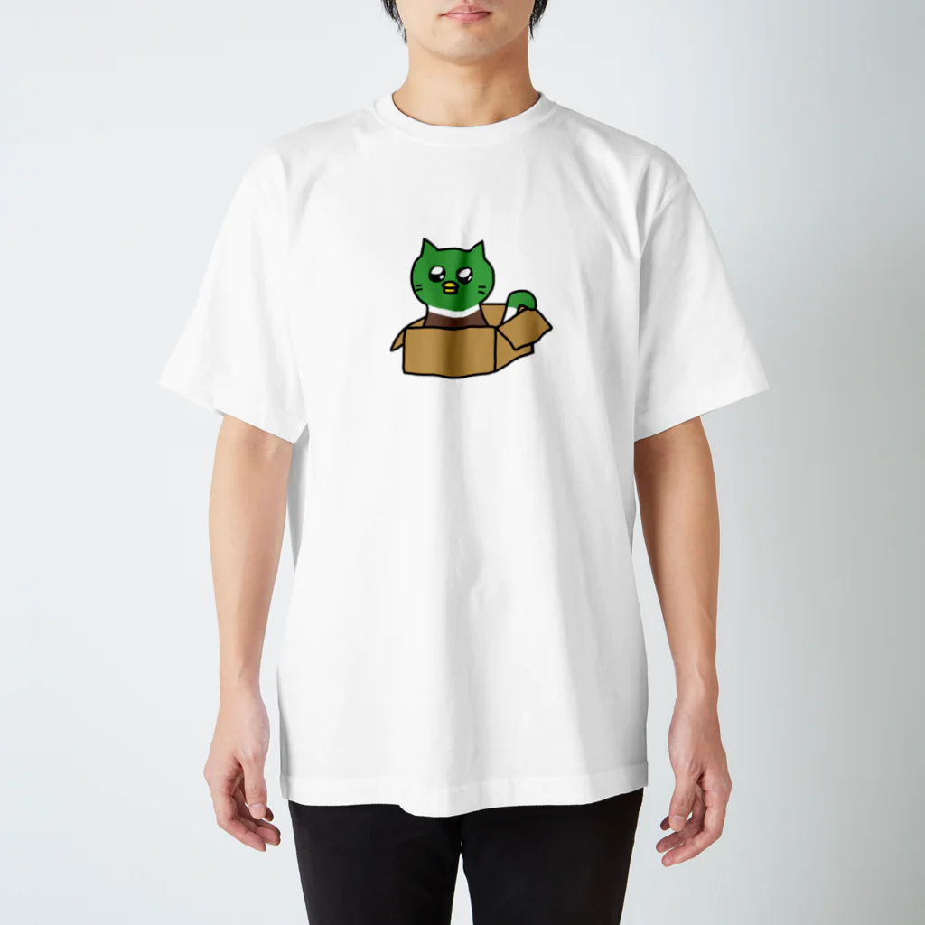 かもちゃん 公式ショップのかもちゃん 世界猫の日（うったえる目） スタンダードTシャツ