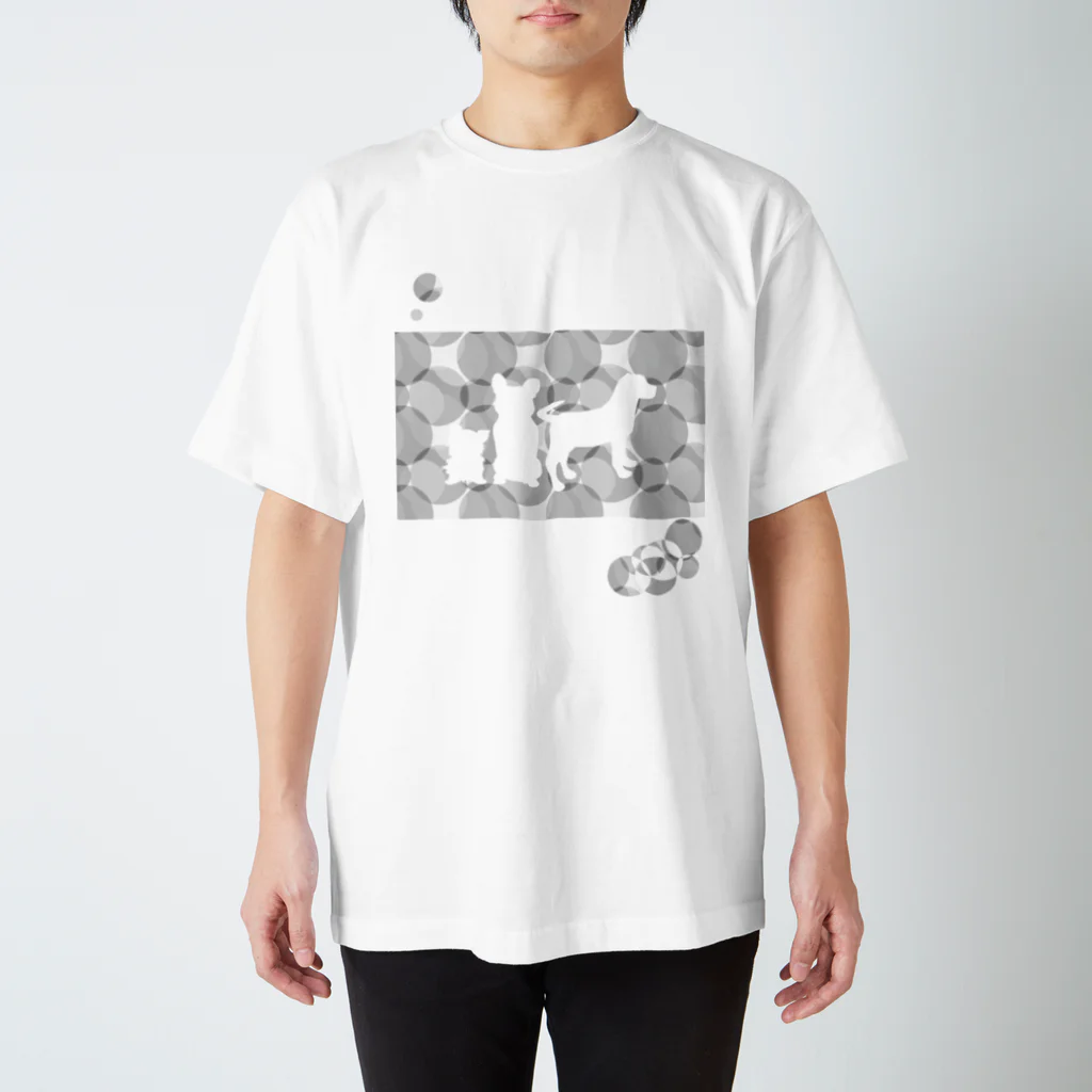 ふうふうたかの犬のシルエット　丸 スタンダードTシャツ