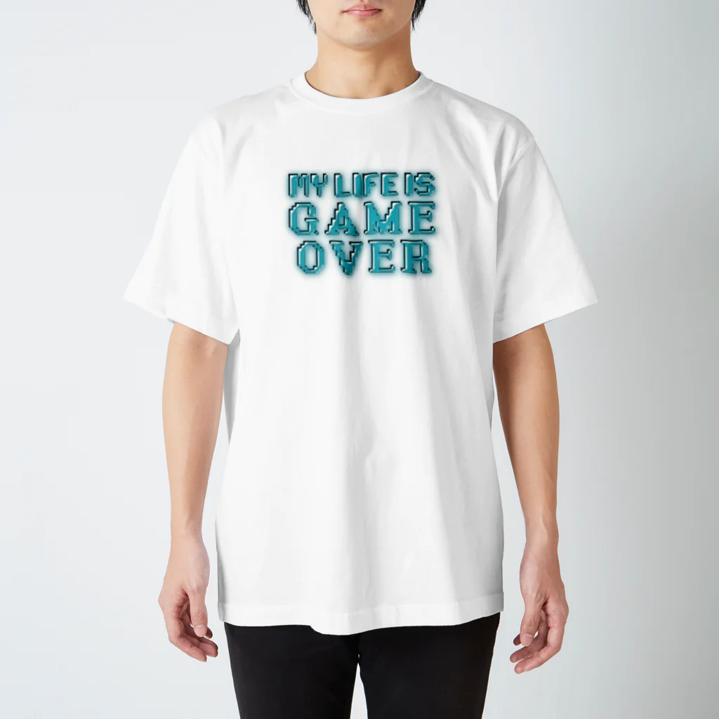 芋焼酎ロックのGAME OVER (人生終わった) ドット絵　ゲーム風　ネオン Regular Fit T-Shirt