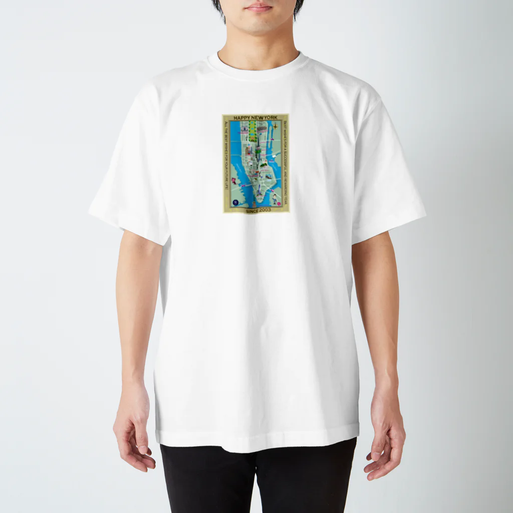 桐生龍のイラストグッズShopのHAPPY NEW YORK! Regular Fit T-Shirt