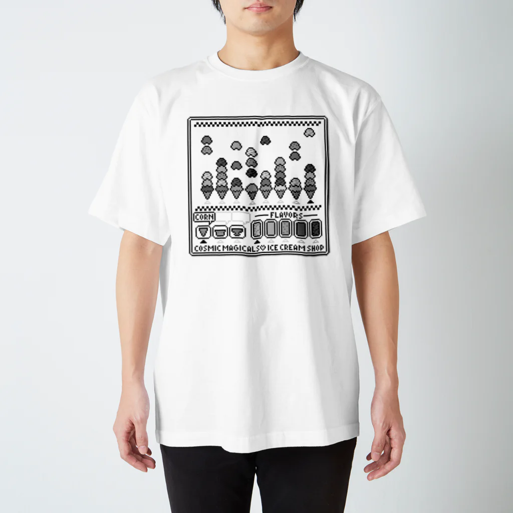 COSMICmagicalsの8bit★ice cream shop game モノクロver. Regular Fit T-Shirt