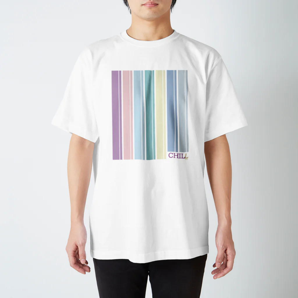 CHILL etc.の甘めのパステルストライプTシャツ Regular Fit T-Shirt