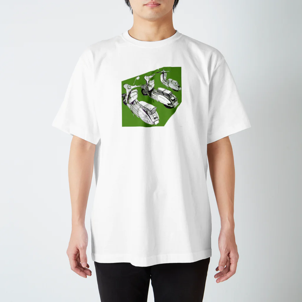 アニマルシェのvespa風ビンテージバイク緑 Regular Fit T-Shirt