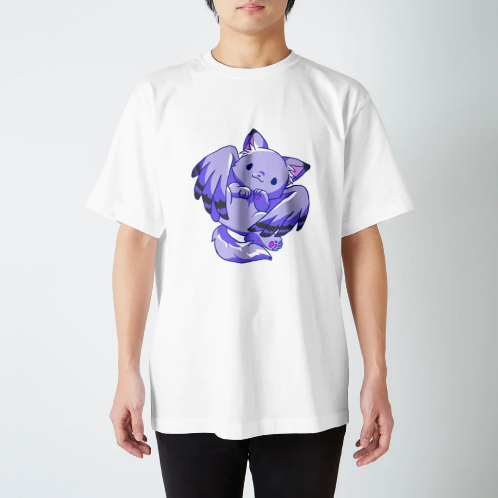 犬神小屋の翼猫（くっきり塗り） Regular Fit T-Shirt