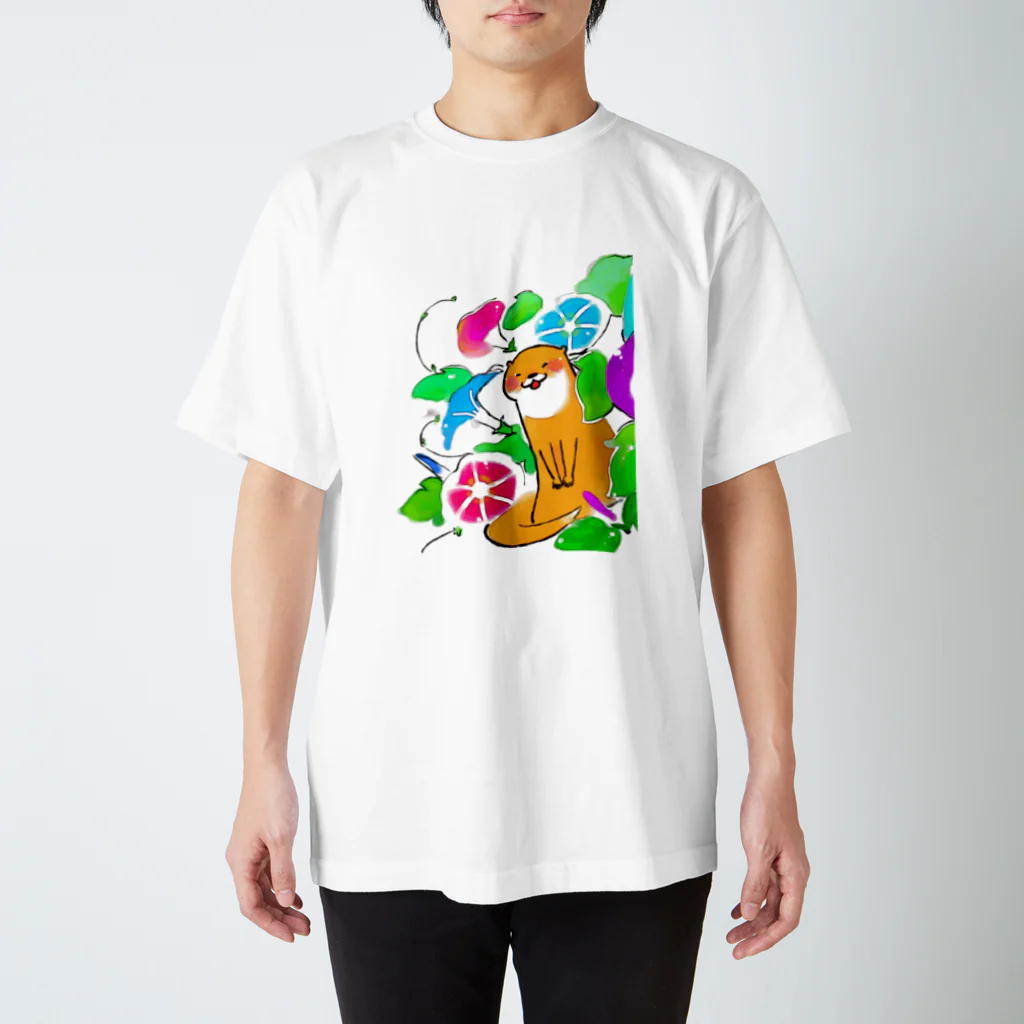 ワニマックスの朝顔とカワウソ スタンダードTシャツ