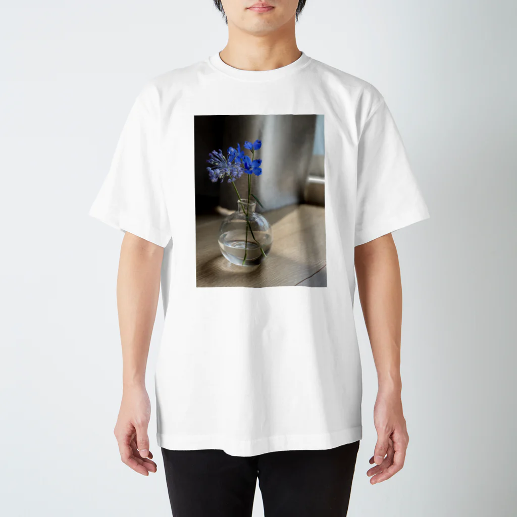 AimeeのBlue flower print T-shirt スタンダードTシャツ