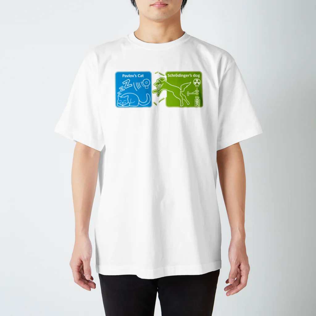 ACTIVE-HOMINGのパブロフの猫とシュレーディンガーの犬 Regular Fit T-Shirt