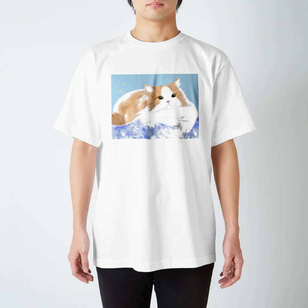 アニマルデザインはなのシャボン玉とポチャ猫 スタンダードTシャツ