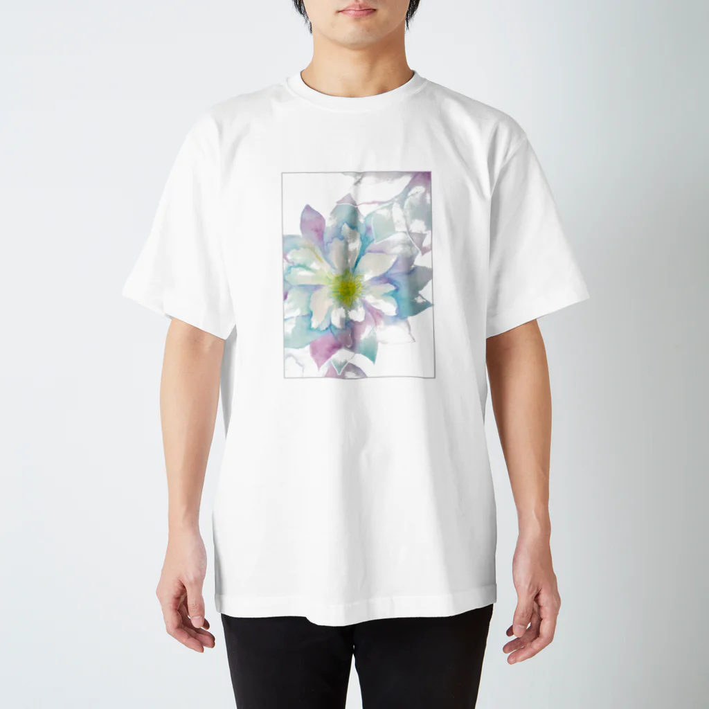 お天気ふたご＊にじいろKaoのにじみ水彩クレマチス Regular Fit T-Shirt