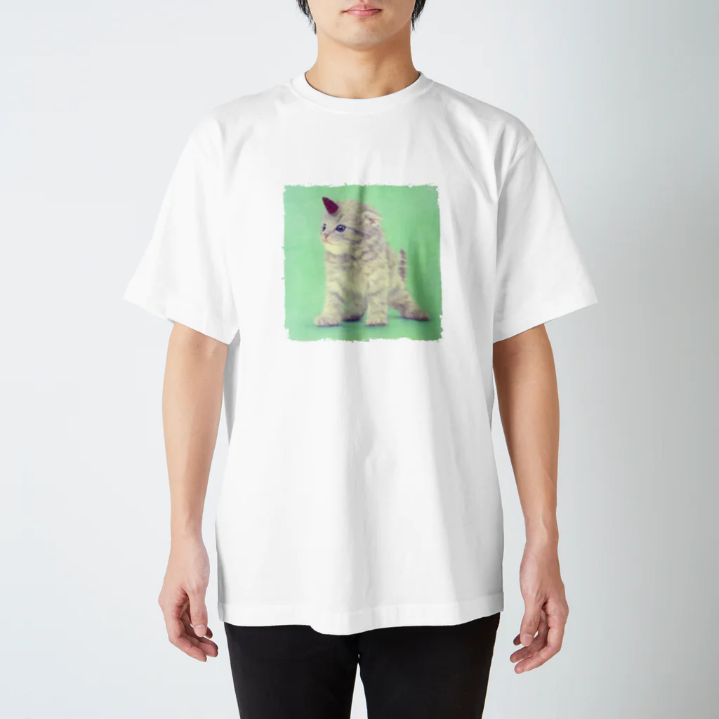 萌獣ファクトリー「純屋」の萌獣 猫 ユニャコーン／ゆにゃんこ：たけのこの里 スタンダードTシャツ