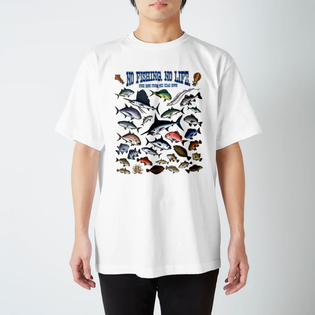 猫と釣り人のSaltwater fish_3C スタンダードTシャツ