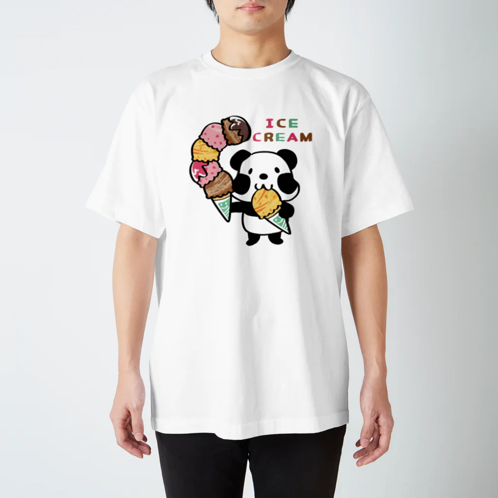 イラスト MONYAAT のCT54ズレぱんだちゃん　アイスを食べよう_bs スタンダードTシャツ