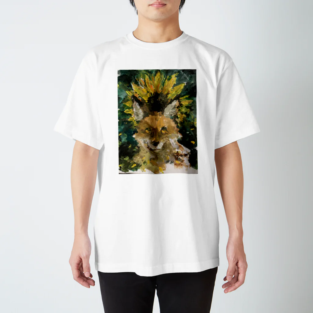 山木京、の向日葵と狐 スタンダードTシャツ