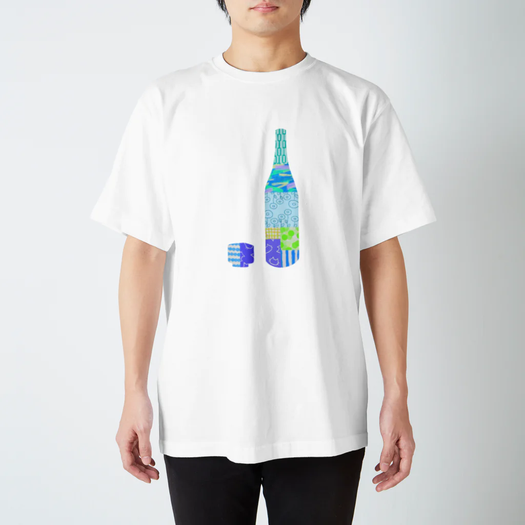 polyphonyの一升瓶とおちょこ　パッチワーク スタンダードTシャツ
