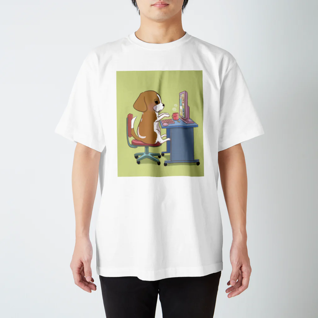 hirakoのテレワークな犬 スタンダードTシャツ