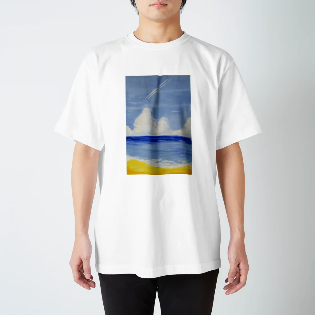 TMCNの砂浜と飛行機雲 スタンダードTシャツ