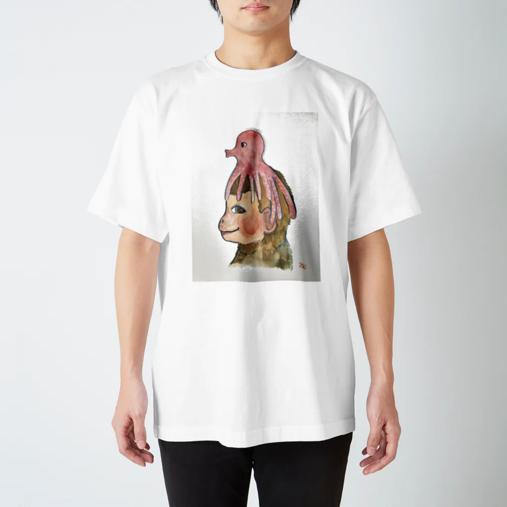 河内葉子の動物アートのグッズの猿にたこさんグッズbyYoko Kawauchi Regular Fit T-Shirt