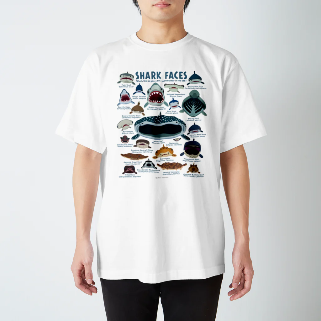 ぼくのすいぞくかん SUZURI店のサメカオlightcolor 티셔츠