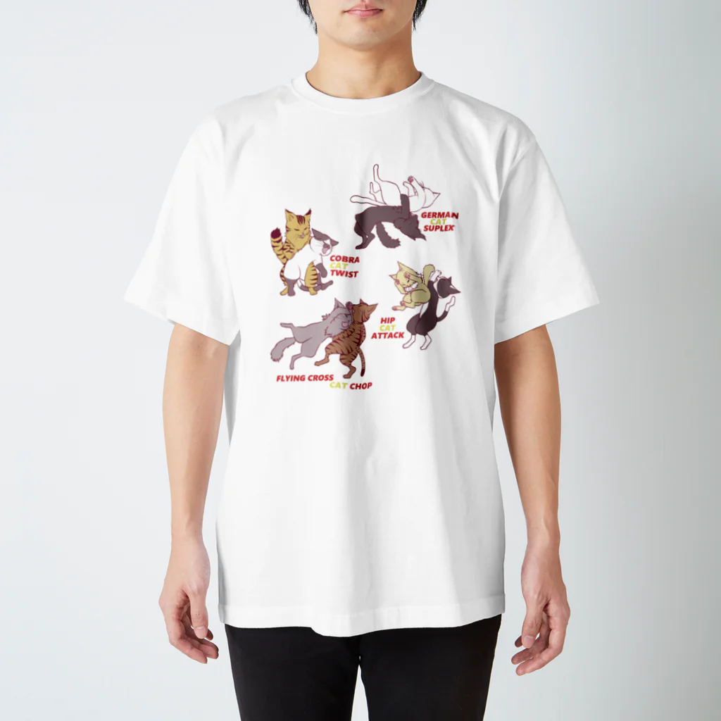 ☆弥＠怪我猫×2保護中のプロレスにゃんこ Regular Fit T-Shirt