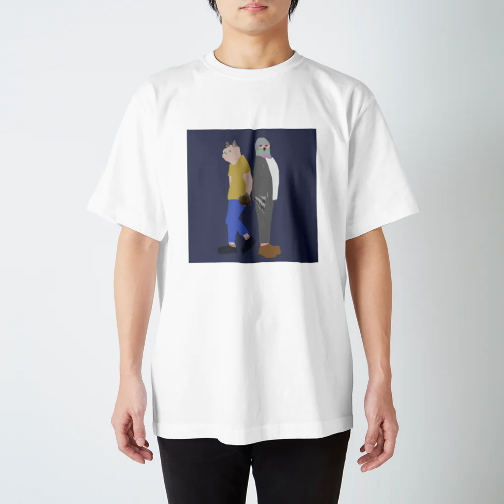 Barrelrollの猫背くんと鳩胸くん（両面） スタンダードTシャツ