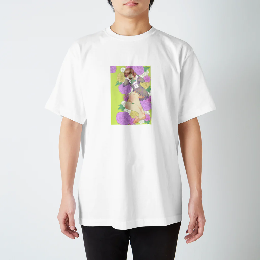 花信風のお店の紫の花と女の子 スタンダードTシャツ