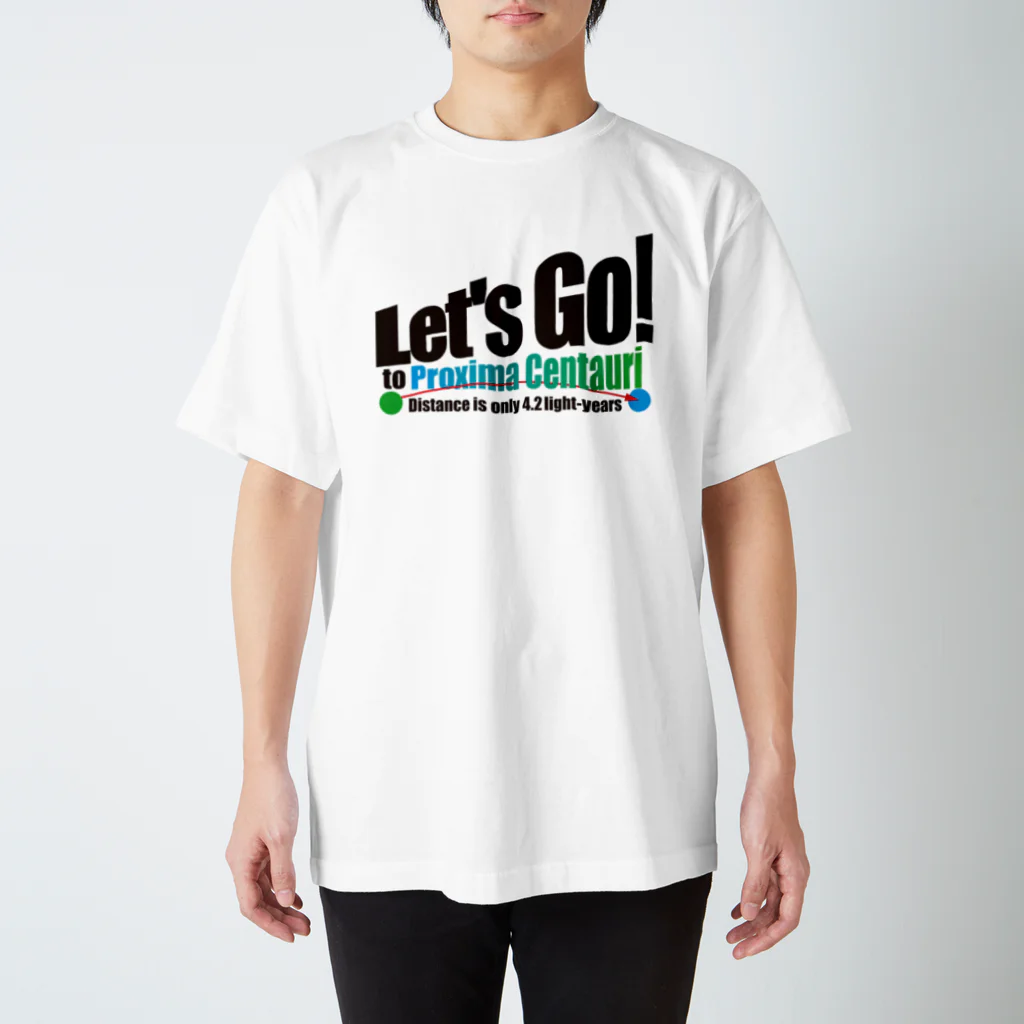 ACTIVE-HOMINGのLet's Go! to Proxima Centauri グッズ黒字斜め Regular Fit T-Shirt