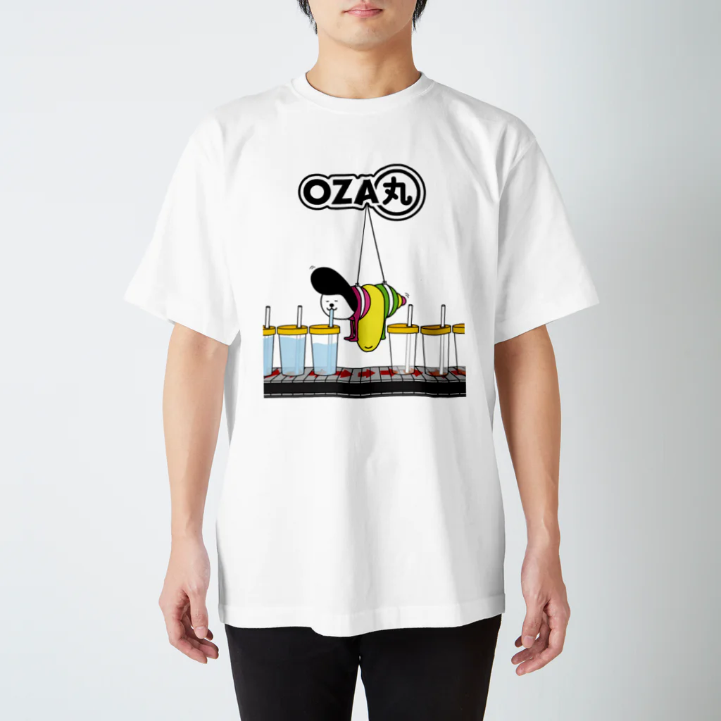 SHUJI OZAWAの飲み物を飲むOZA丸 スタンダードTシャツ