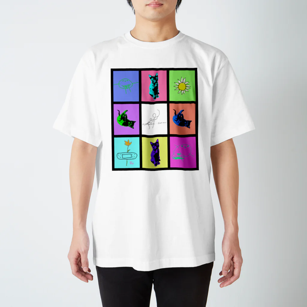 chama.comのマルチカラー ネコとらくがき Regular Fit T-Shirt