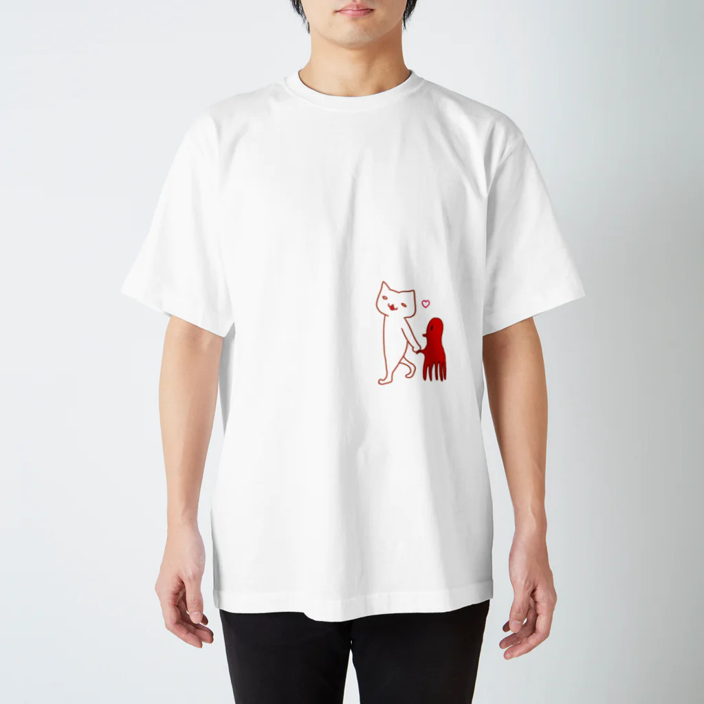 からすみインコ🦜のあいさつしろねこ(unique face) スタンダードTシャツ