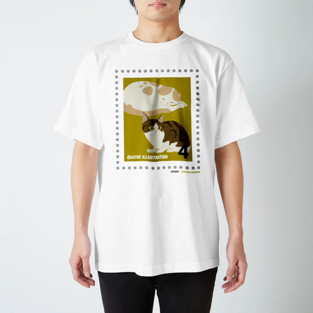 Quatre Illustrationのキャトル切手_猫01 スタンダードTシャツ