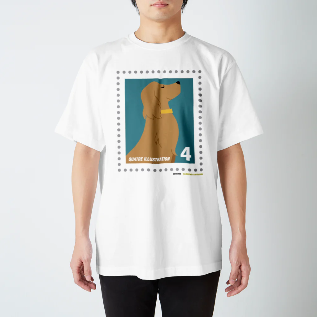 Quatre Illustrationのキャトル切手_犬01 Regular Fit T-Shirt