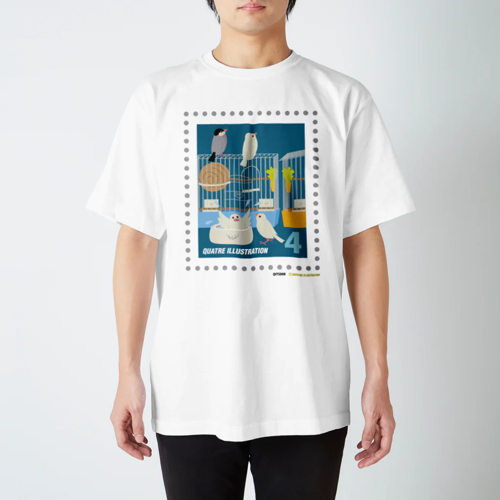 Quatre Illustrationのキャトル切手_文鳥01 Regular Fit T-Shirt