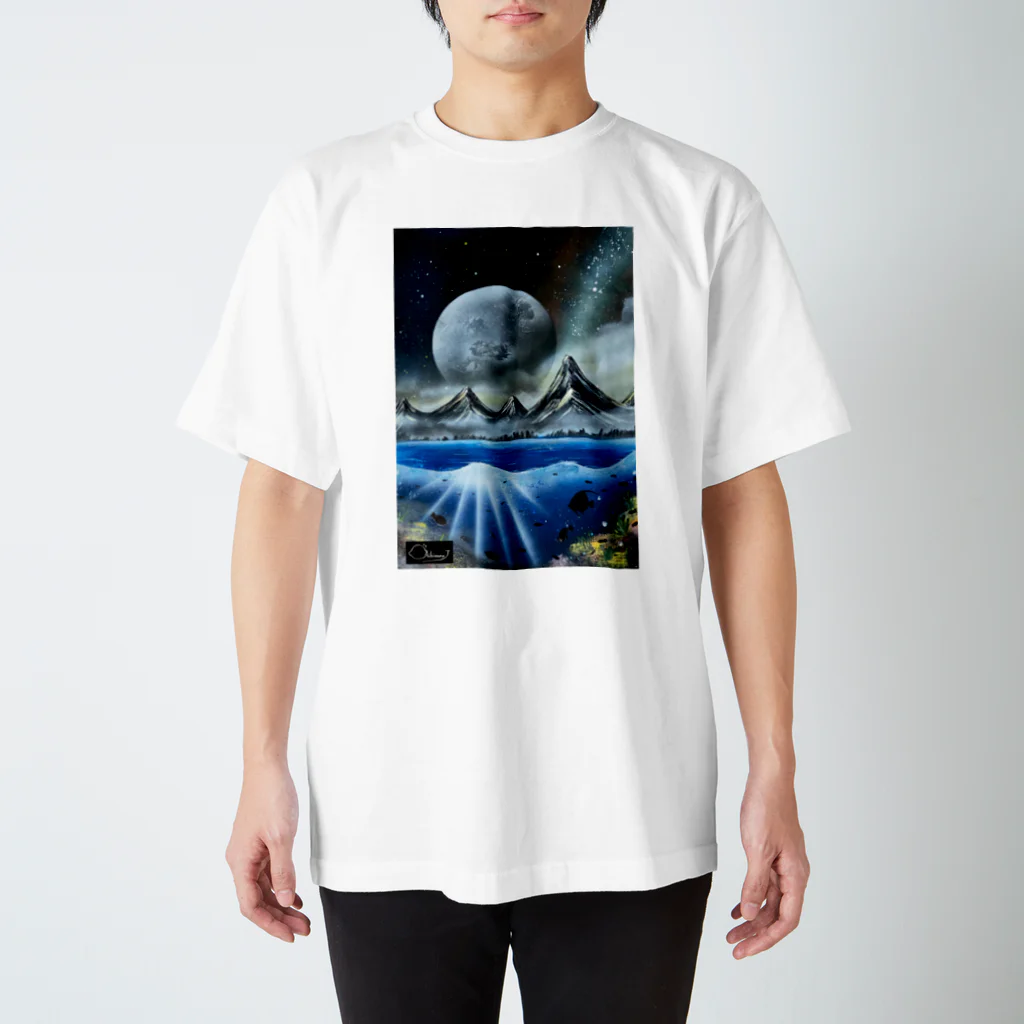 oshimuraのスプレーアート　月光🌕　オシムラサイン入り スタンダードTシャツ