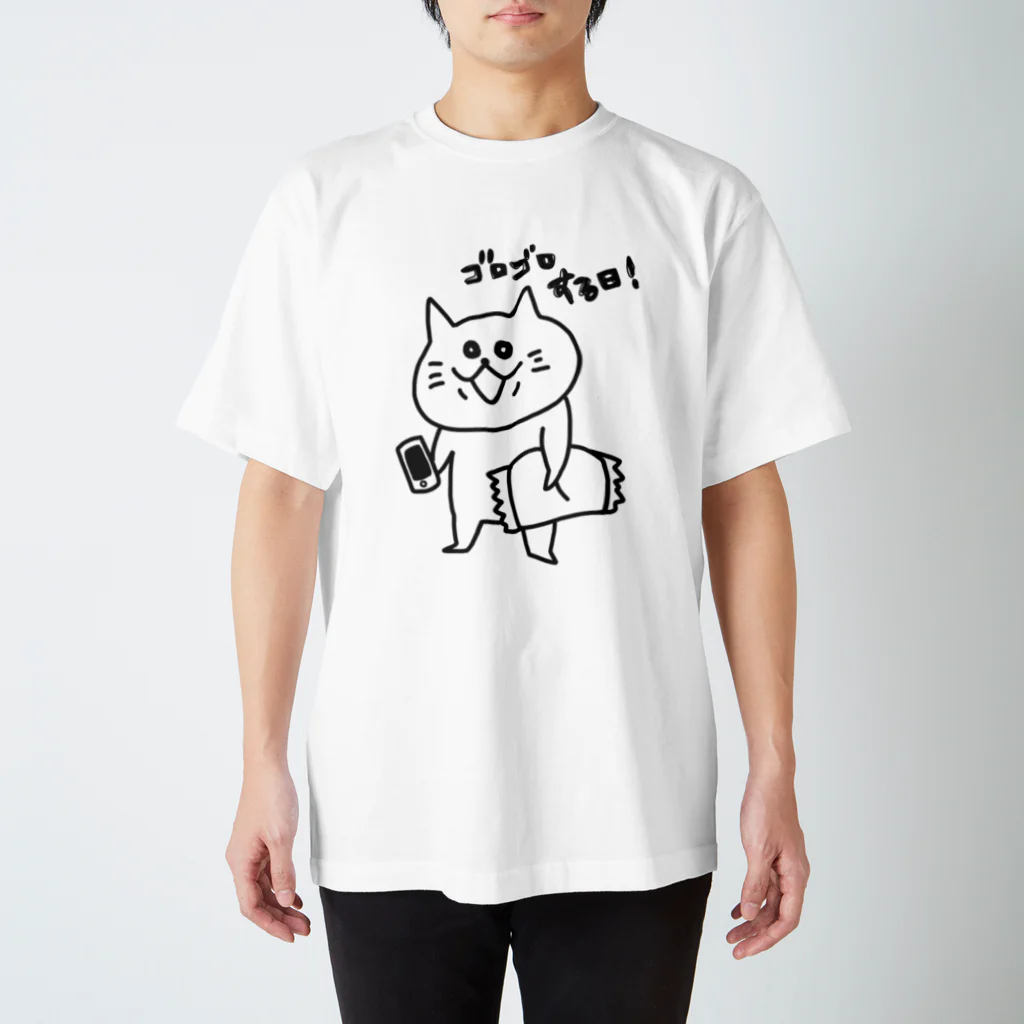 mackiiiのえくぼねこのゴロゴロする日! スタンダードTシャツ