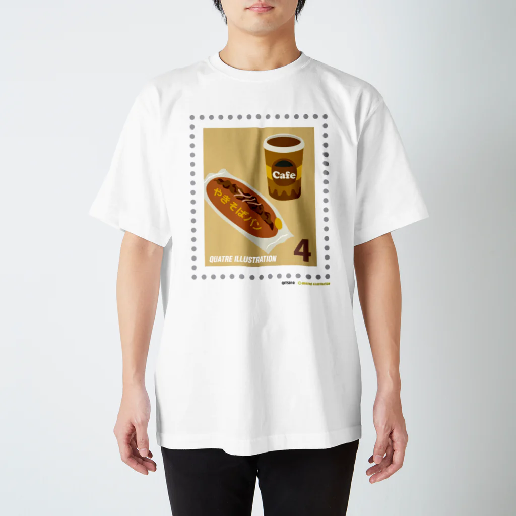 Quatre Illustrationのキャトル切手_やきそばパン Regular Fit T-Shirt