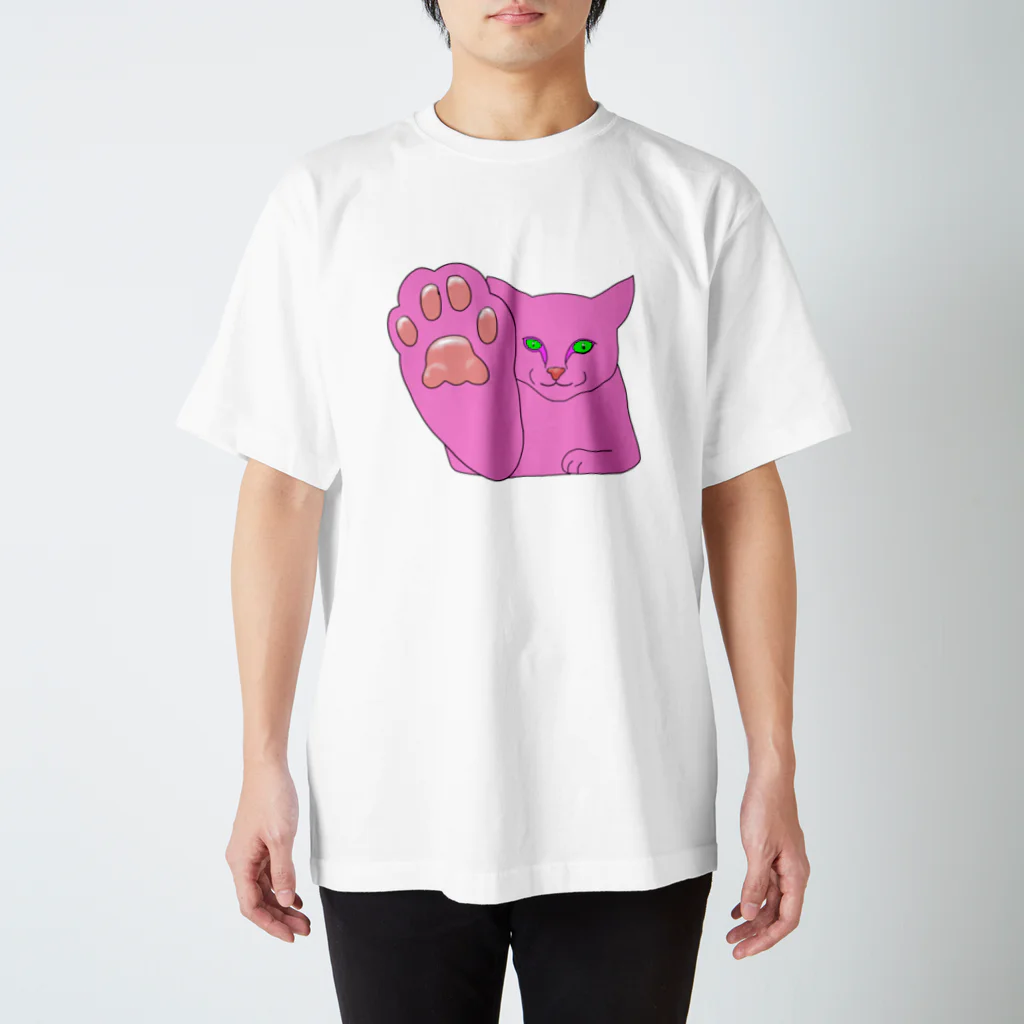 Fumio MatsubayashiのHIGH FIVE CAT PINK スタンダードTシャツ