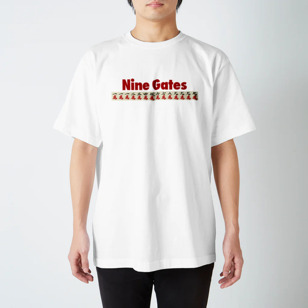 麻雀ロゴTシャツショップ 雀喰 -JUNK-の麻雀の役 Nine Gates-九蓮宝燈- 赤ロゴ Regular Fit T-Shirt