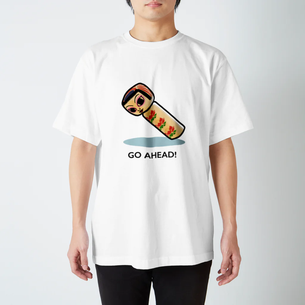 ねこや久鶻堂のKOKESHI-nglish : GO AHEAD! Regular Fit T-Shirt