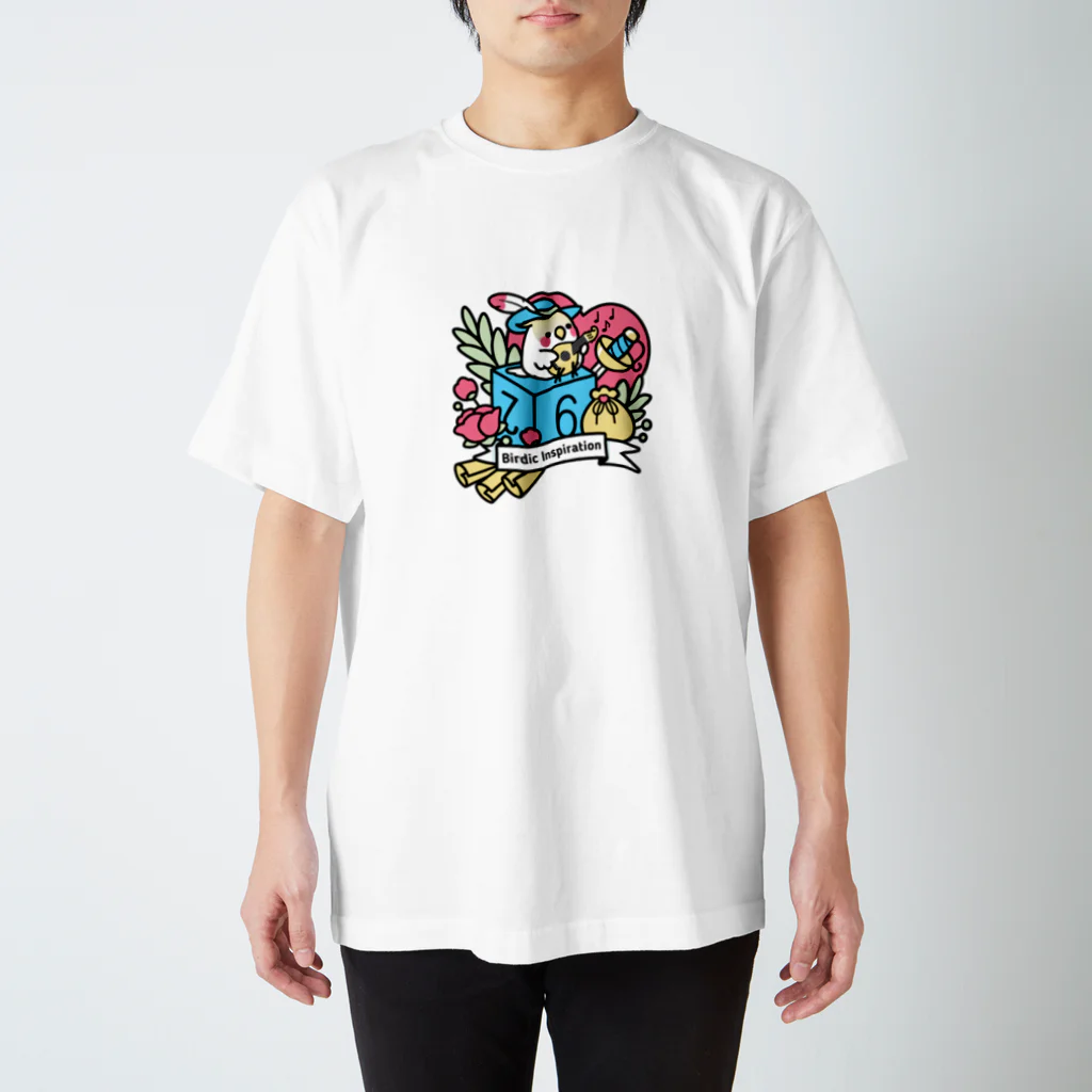 Cody the LovebirdのChubby Bird オカメインコとマンドリン　Birdic Inspiration Regular Fit T-Shirt