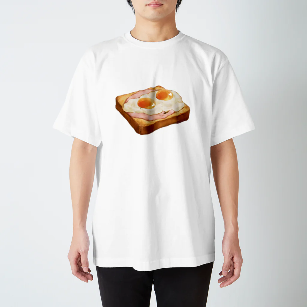 もう一度会えたらの目玉焼きとハムを乗せたパン スタンダードTシャツ