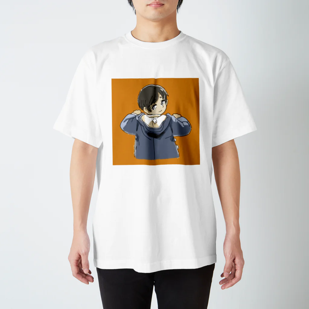 momohiki shopの「背中にタグ」イラスト Regular Fit T-Shirt