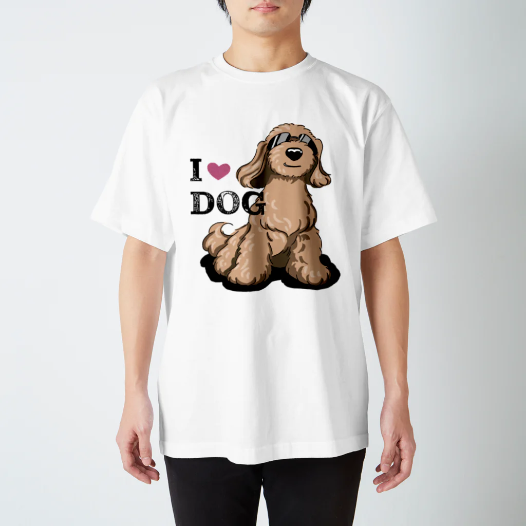 リカクリエイトのI LOVE DOG茶色のイケワン Regular Fit T-Shirt