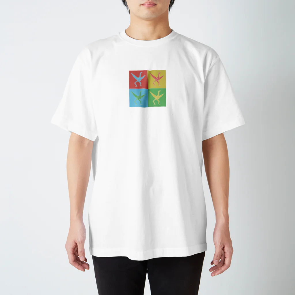 きまぐれおえかきの折り鶴の自立 スタンダードTシャツ