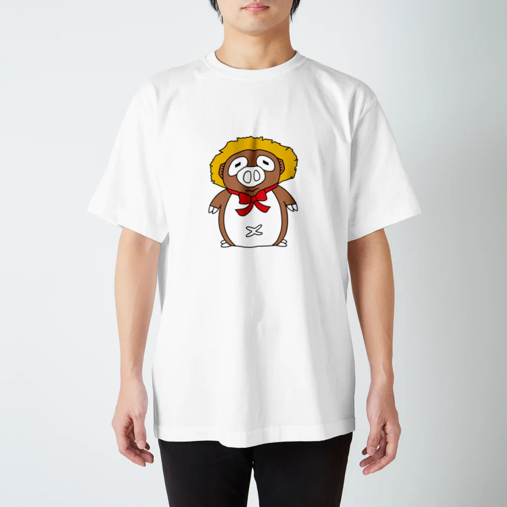 豚人イラストのパンダ武島のブタヌキ（全身版） スタンダードTシャツ